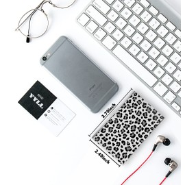 Weaninyiu Business Card Metal Slim Organizer, Professional Stainless Steel Square Pocket Wallet for Office Workers, Compact and Portable for Pockets (Snow Leopard