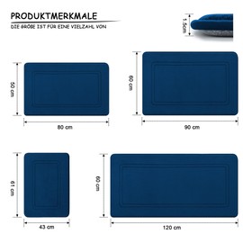 chakme Non-Slip Bath Mat, Bathroom Rug, Soft Bath Mat, Absorbent Bath Mat, Shower Mat, Floor Mat for Bathroom, Blue, 43 x 61 cm