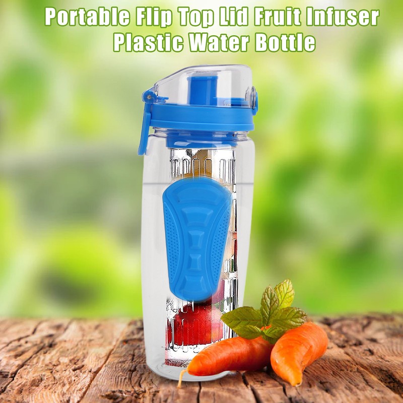 Fruit Infuser Water Bottle Anti Slip Grip Flip Top Lid
