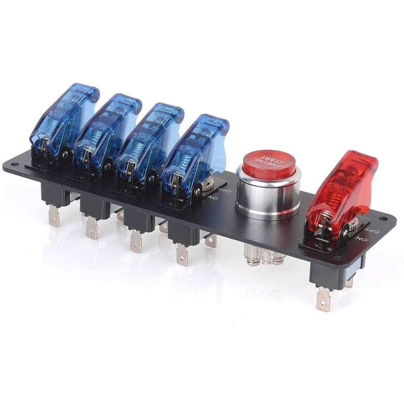 DC12V Flip-Up Ignition Switch Panel 5 in 1 Car Engine
