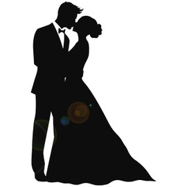 Large Vinyl Wall Decal Happy Bride Groom Silhouette Wedding Salon Decor Stickers Mural (L116) Black