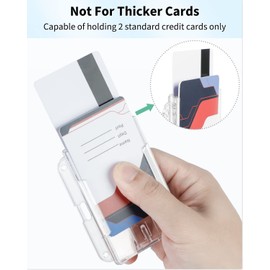 Uniclife Horizontal 2 Card ID Card Holder with Thumb Slot Hard Transparent PC Protective Case for Office School ID Credit Cards Driving Licenses and Passports 2 Pack