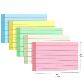 YIZUUN 250 Count Colored Index Cards 3 x 5, Heavy Note Cards, Flash Cards College Ruled for School, College, Office and Home Organization, Durable Study To Do List Note Cards with Ruled Lines