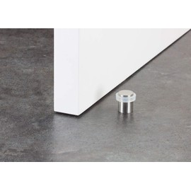 EVI Herrajes, Door Stop with Threaded Base and Screw Installation, (Steel - White Rubber)