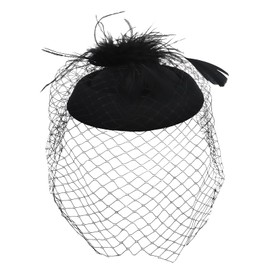 Bumlofa Black Fascinator Hats Pillbox Hat with Flower and Lace for Women Elegant Headband Hairband Ideal for Weddings Tea Parties, black