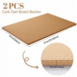 Sasylvia 2 Pcs Cork Dart Board Backer 36 x 24 x 0.5 Inch Wall Protection Dartboard Backboard Protector Dart Surround Board Backing for Wall Bulletin Display Area