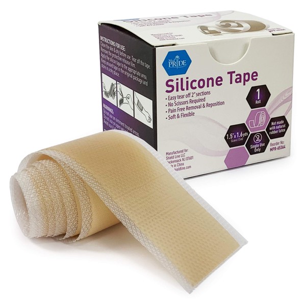 Medpride Easy-Tear Silicone Gel Tape Roll-1.5 Inch x 1.6 Yards-