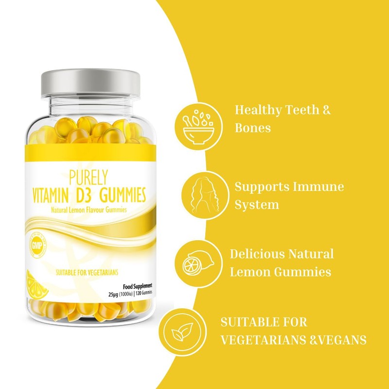 Vitamin D Gummies Adults 1000iu | Lemon Flavour | Suitable