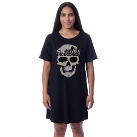 INTIMO The Goonies Womens' Movie Film Skull Treasure Map Nightgown Sleep Pajama Shirt (X-Large) Black