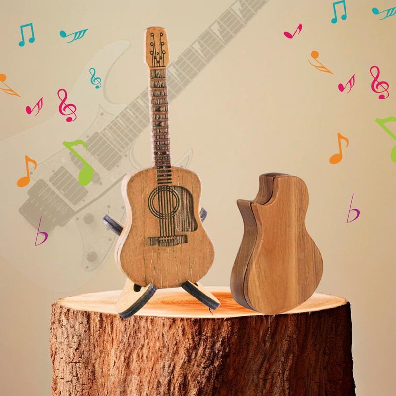 NAESM Wooden Guitar Pick Box with Stand - 6 Pcs
