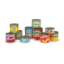 Melissa & Doug Let's Play House, 10 Grocery Cans with Removable Lids, Toy Food & Play Kitchen Accessories, Preschool Learning Toys for Girls & Boys 3+