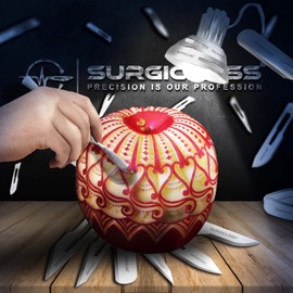 Scalpel Blades # 15 Carbon Steel Non Sterile Scalpel Surgical Blades Box of 10 and Steel Handle for Wood Art, Surgical, Sculpting, Repairs, Lab Anatomy, Sign, Card Making Lab Training SURGIBL15-10