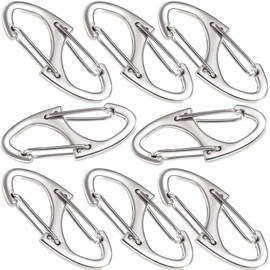 CustomyLife 8pcs Zipper Anti Theft Locks, S Dual Opening Spring Clip for Backpacks, Zinc Alloy Zipper Pller Replacement for Camping Hiking Fishing Traveling- Silver