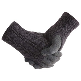 Belle Dame Women’s Knitted Touchscreen Gloves Texting Gloves Winter Gloves Driving Gloves Warm Lining (GL513-GRY)