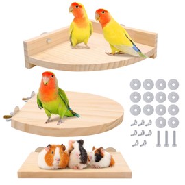 Fahibin 3Pcs Hamster Wooden Platform Perch Stand, Pet Platform Climbing Platform,Bird Platform Flat Wooden Stand for Parakeets Budgies Chinchilla Hamster Parrot