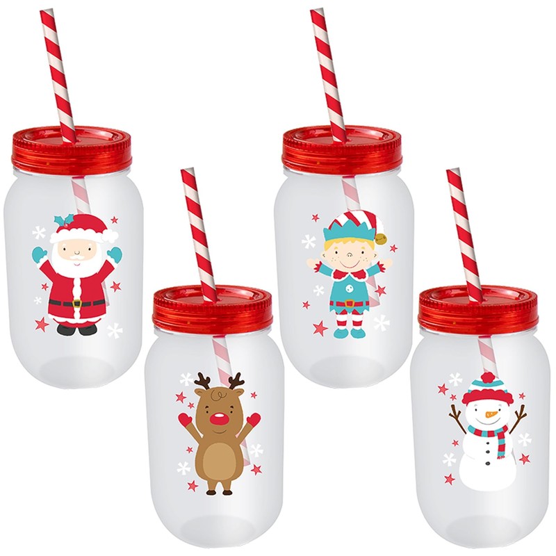 Widdle Gifts Christmas Mason Jar and Straw - Re-useable Sturdy