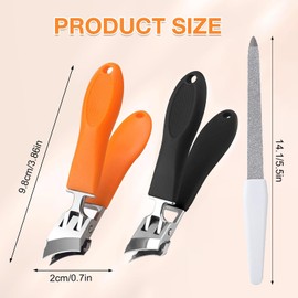 Poraceous 2 Stück Schräger Nagelknipser, Gebogene Nail Clipper, Schräger Nagelknipser mit Breiter Öffnung und Spritzschutz, with Nail File für Erwachsene Senioren Dicke Nägel Eingewachsene Zehennägel