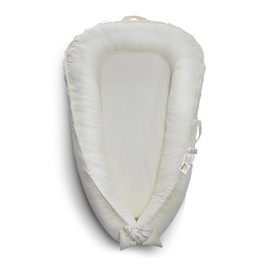 Infant Lounger - Baby Lounger for Newborn,Dutch Velvet Surface & 100% Cotton 0-24 Months Breathable Soft Baby Nest,Adjustable Portable Infant Lounger Cover,Crib for Home & Travel,White Beige