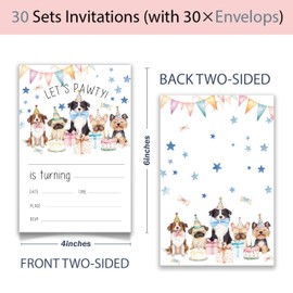 KGHYT IT'S A PAW-TY Dog Party Invitation Cards Set of 20 with Envelope, 4x6 Inches Puppy Birthday Invitations - Cute Pet Themed Birthday Party Supplies. (058)