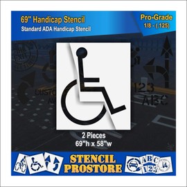 Parking Lot Stencil - 69" ADA Handicap Stencil (4" Stroke) - 2pc Stencil - 69'' x 58'' x 1/8" (128 mil) - Pro-Grade