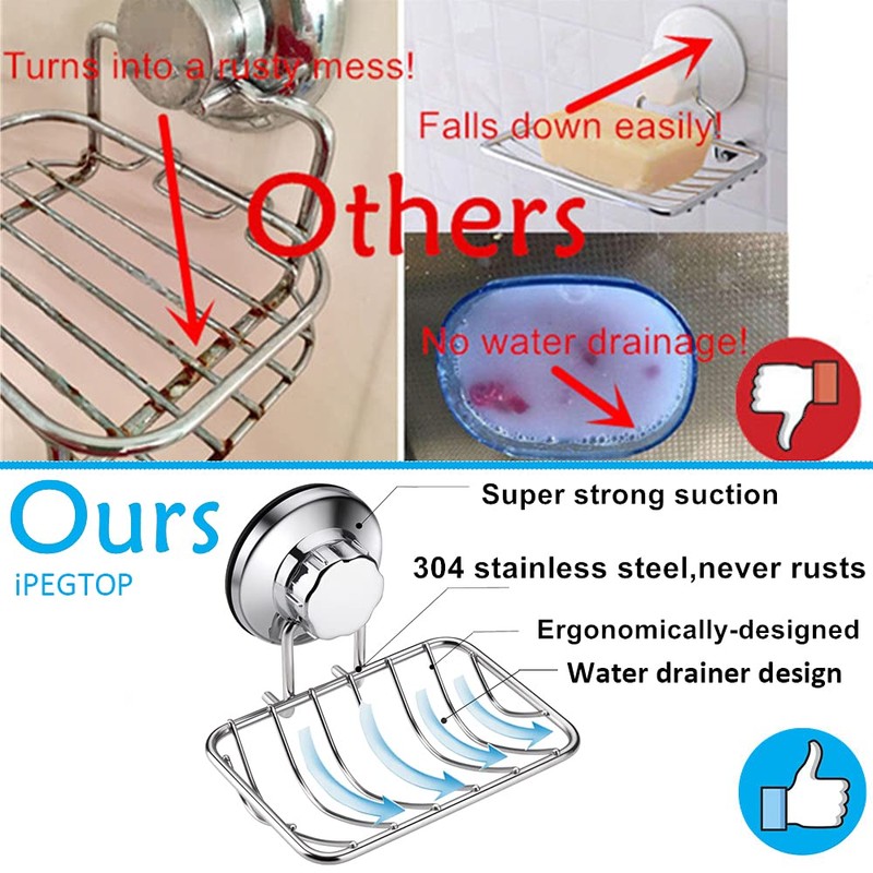 iPEGTOP No-Drilling Soap Dish Holder, Super Powerful Vacuum Suction Cup