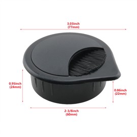 HJGarden 2pcs 60mm Desktop Plastic Cable Routing Cover Teardrop Threading Hole Cover (Black) PC Desktop Cable Organizer Plastic Cover Multi-Function Threading Box