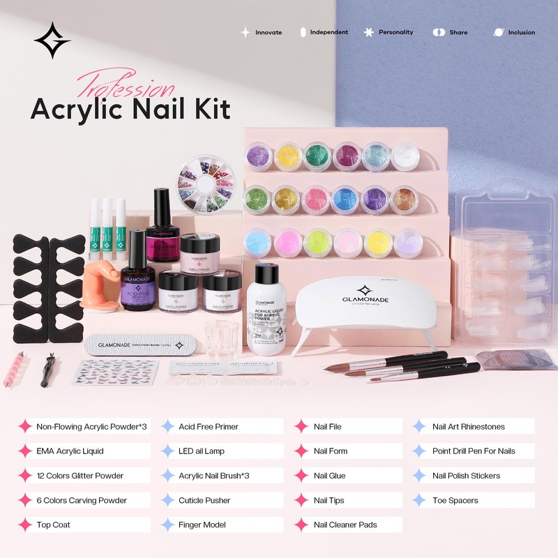 Glamonade Acrylic Nail Kit for Beginners: Professional Nail Kit Set