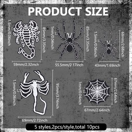 FINGERINSPIRE 10 Pcs 5 Style Spider Embroidered Applique Patches Spider/Scorpion/Web Pattern Patches Iron on/Sew on Embroidery Cloth Patches for Backpacks Jeans Jackets Clothing Costume Accessories