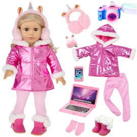 18 Inch Doll Clothes and Accessories 8 Lot Winter Down Jacket Set for 18 inch Girl Dolls