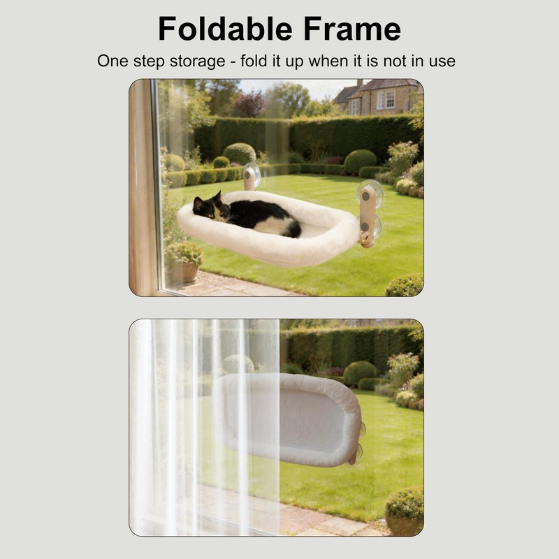 YGP Foldable Cat Window Perch with Space-Saving Fold-Down Design