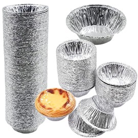 Pack of 250 Egg Tart Moulds, Disposable Aluminium Foil Cups, Egg Tart Mould, Round Egg Tart Tins, Disposable Baking Moulds Round for the Kitchen, Baked Tartlet, Jam Tartlet and Dessert