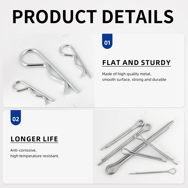 295 Piece Cotter Pin Kit, Stainless Steel 13 Sizes Spring