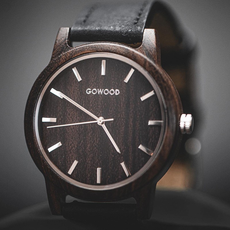 Black Sandalwood Watch with Real Portuguese Black Cork Wristband