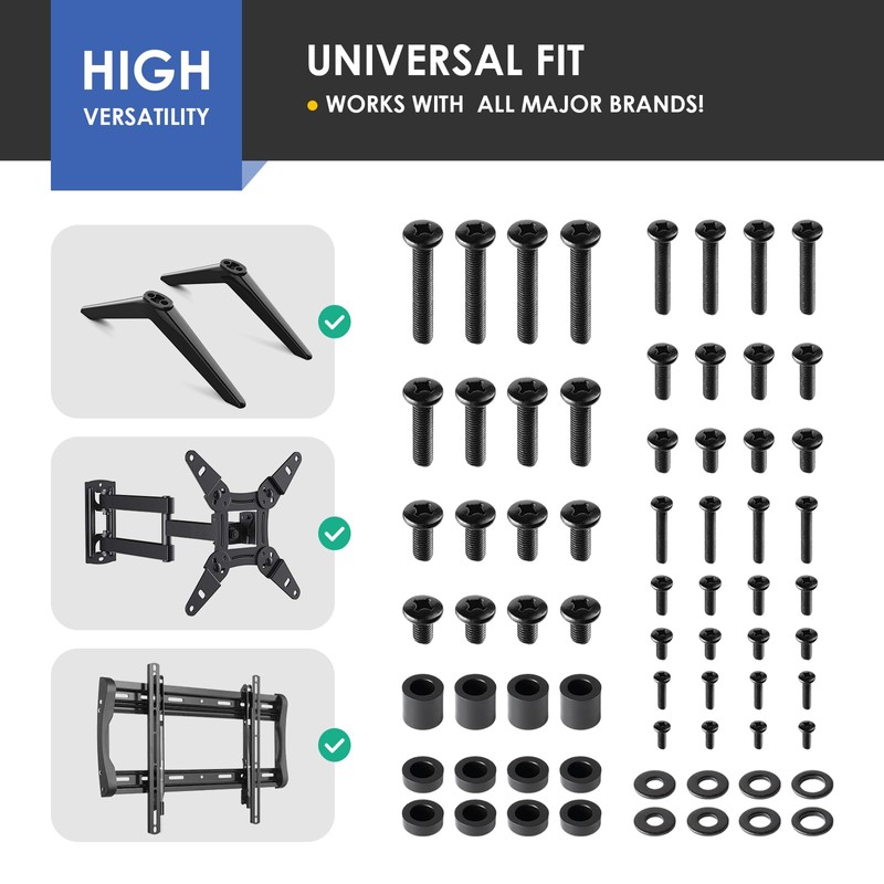68pcs TV Mounting Screws Kit, M4/M5/M6/M8 VESA Screws, Spacers &