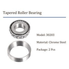 Kozelo 2pcs 30203 Tapered Roller Bearing - [17mm x 40mm x 12mm] Chrome Steel Bearing Cone and Cup Set for Conveyor System Use