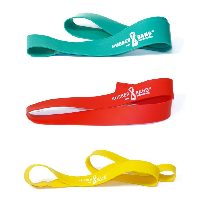 FTM Dittmann Fitnessbänder 5er Set (2 Gymnastikbänder + 3 Rubber-Bänder)