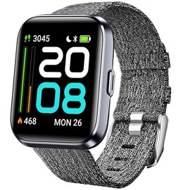 for ID208 Plus Smart Watch 22mm Breathable Nylon Woven Fabric Replacement Accessory Strap Compatible for Quican ID208 Plus 1.8 Inches,aeac ID208 Plus,WMK ID208 Plus 1.8 Inch Smart Watch (Gray)