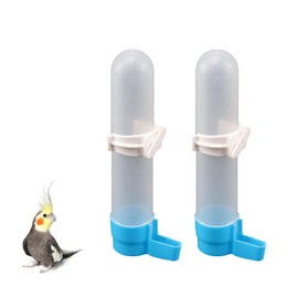 Pack of 2 Automatic Bird Baths for Parrots Budgies Parakeets Cockatiels Bird Cage Baths Hanging Water Bottle with 120 ml Capacity White (Blue)