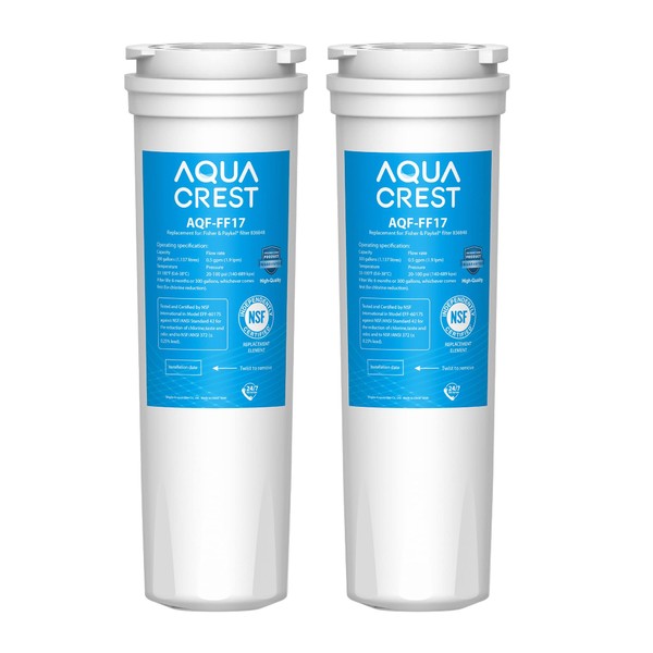 AQUA CREST 836848 Fridge Water Filter, Replacemen for Fisher & Paykel® Water Filter 836848, RF540ADUSX4 (2 Pack)