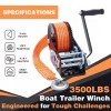 OPENROAD 3500LB Boat Trailer Winch - Heavy Duty Hand Winch