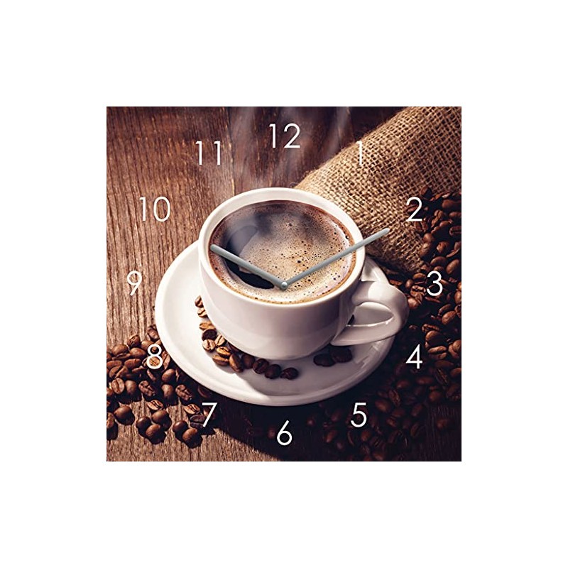 Wall Clock Glass 20 x 20 cm Coffee Clock Glass