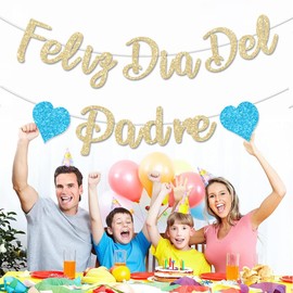FHGG Feliz Día Del Padre Decorations Banner Gold Glitter Happy Father's Day Party Dad's Papa's Dad Garland Banner for Mexican Party Supplies Home Celebrate