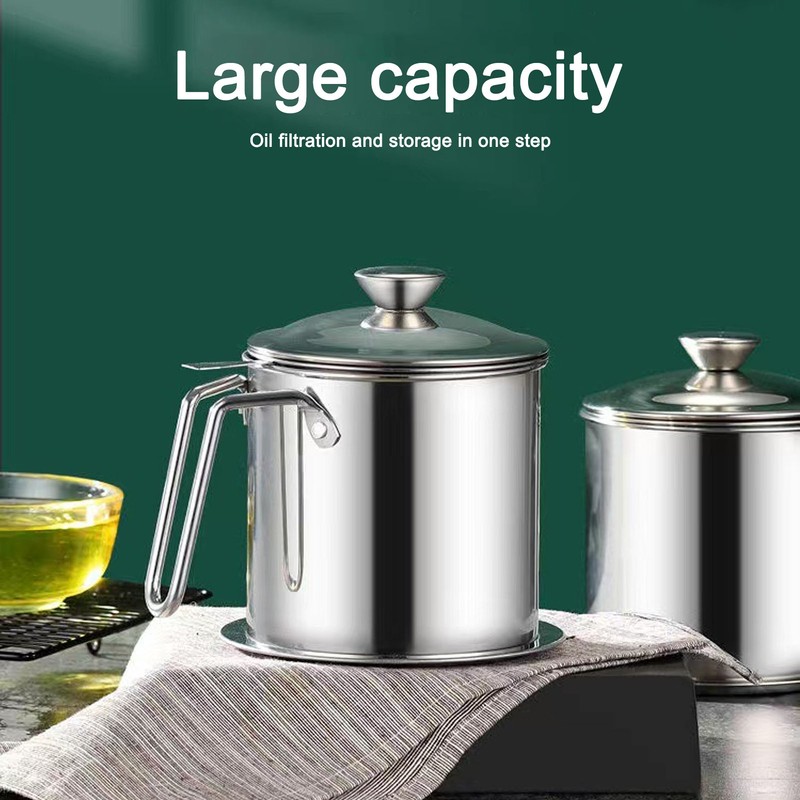 Bacon Grease Container Stainless Steel High Temperature Resistance Oil Strainer