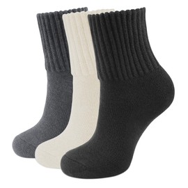 Closemate Womens Thermal Socks Warm Winter Socks 3 Pairs Thick Comfy Work Hiking DarkCoffee Crew Boot Socks Gifts for Ladies UK Size 4-8(Coffee Assorted-001)