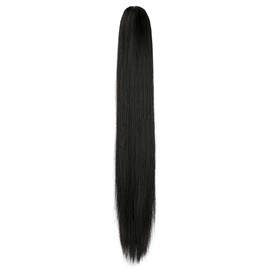 Felendy Ponytail Extension Claw 18" 20" Curly Wavy Straight Clip in Hairpiece One Piece A Jaw Long Pony Tails for Women Dark Black