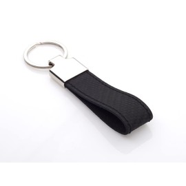 Festland DESIGN® Leather Keyring with Key Ring Gift for Women or Gift for Men – Car Accessories – Colour Black, Black-carbon look-black