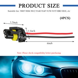 SHMZK 4 PCS 9005 HB3 9006 HB4 9012 Wire Harness Socket, Female Adapter Wiring Harness Sockets Wire Replacement, Automotive Wire Connector for Headlights Fog Lights, Car Accessories