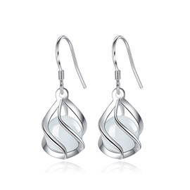 Hook Silver Women's Earrings, Earrings Twist Long, Earrings Hanging, Wave Leaf Tassel Earrings, Silver Earrings Women's Earrings Fashion, Stainless Steel