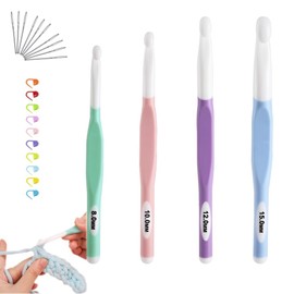 SSyang Set of 4 Crochet Hooks, Crochet Hook Set, (8 mm, 10 mm, 12 mm, 15 mm) Crochet Hook Set, Ergonomic Crochet Hook Set, Crochet Hooks with Rubber Handle for Knitting, for Sweaters and Scarves DIY