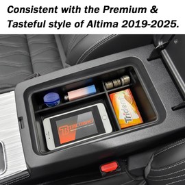 TACOBRO Center Console Organizer Compatible with Nissan Altima 2019 2021 2022 2023 2024 2025 Accessories, Armrest Insert Tray with Coin Holder Keep Organized and Easy to Install with Rubber Pad Black